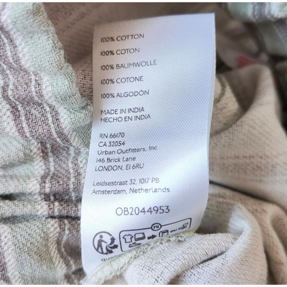 Free People Ellie Green Brown Striped Harem Pants Joggers Wide-Leg L New - Picture 8 of 9